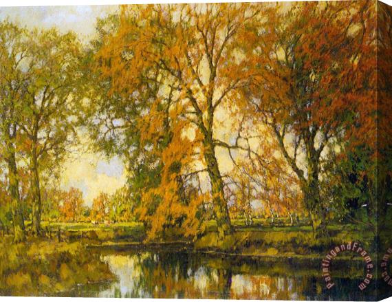 Arnold Marc Gorter An Autumn Landscape with Cows Near a Stream Stretched Canvas Painting / Canvas Art