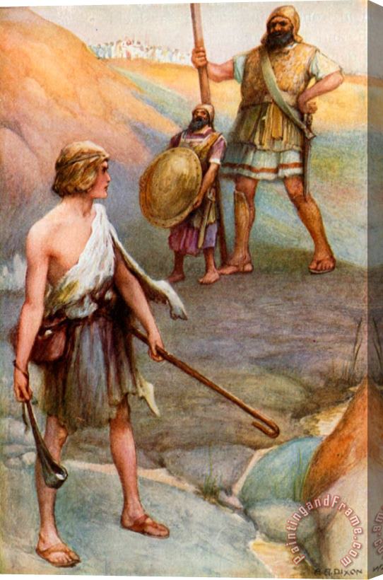 Arthur A Dixon David And Goliath Stretched Canvas Painting / Canvas Art