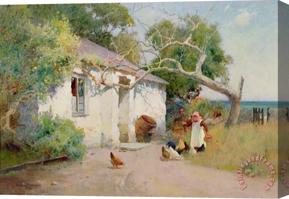 Arthur Claude Strachan Feeding the Hens Stretched Canvas Painting / Canvas Art