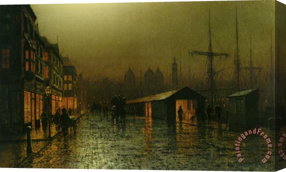 Arthur Grimshaw Hull Docks By Night Stretched Canvas Painting / Canvas Art
