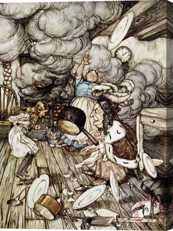 Arthur Rackham In the Duchesss Kitchen Stretched Canvas Painting / Canvas Art