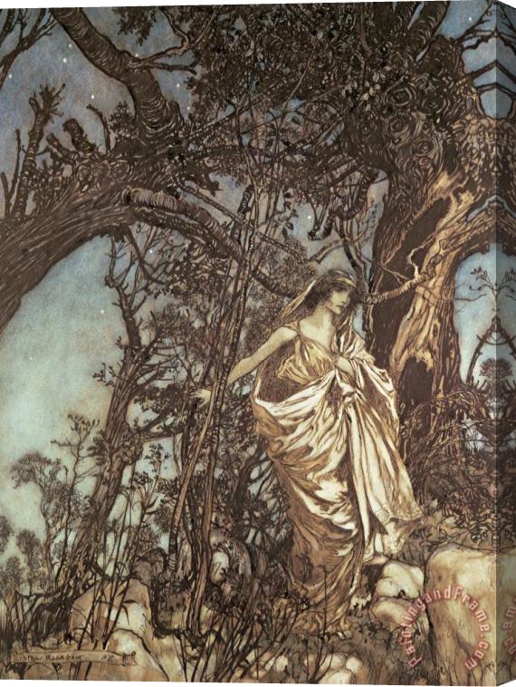 Arthur Rackham Never So Weary Never So Woeful Illustration To A Midsummer Night S Dream Stretched Canvas Painting / Canvas Art