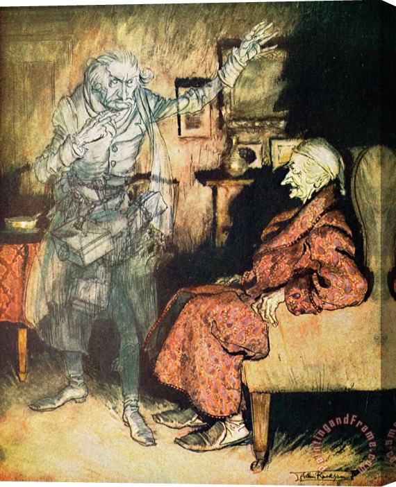 Arthur Rackham Scrooge And The Ghost Of Marley Stretched Canvas Painting / Canvas Art