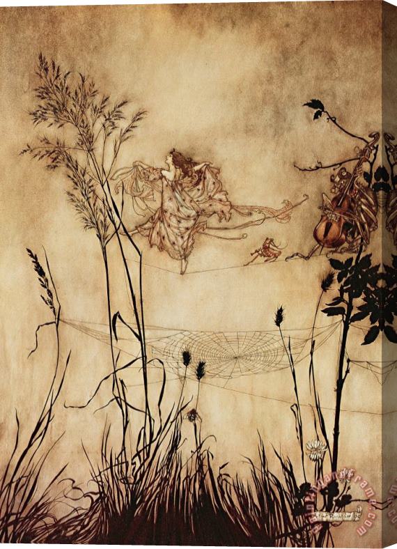 Arthur Rackham The Fairy's Tightrope from Peter Pan in Kensington Gardens Stretched Canvas Painting / Canvas Art