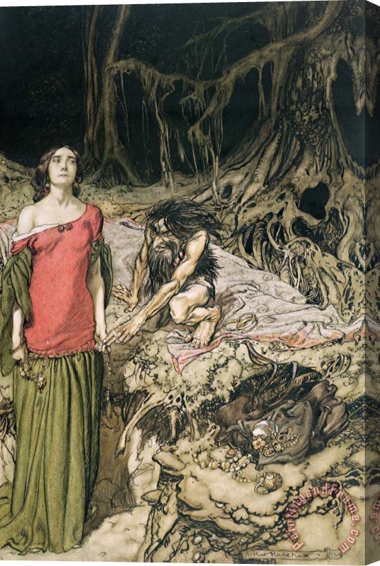 Arthur Rackham The Wooing Of Grimhilde The Mother Of Hagen From 'siegfried And The Twilight Of The Gods Stretched Canvas Print / Canvas Art