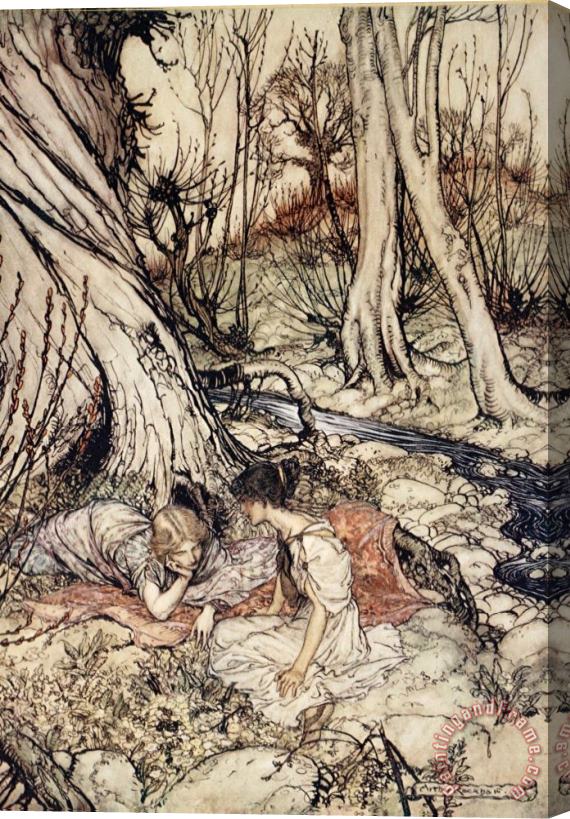 Arthur Rackham Where Often You And I Upon Fain Primrose Beds Were Wont To Lie Stretched Canvas Painting / Canvas Art