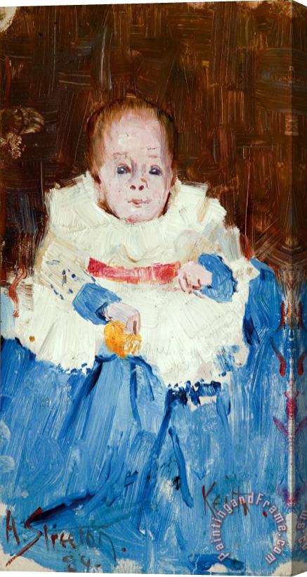 Arthur Streeton Orange, Blue And White (portrait of Keith) Stretched Canvas Print / Canvas Art