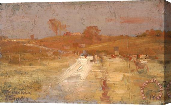 Arthur Streeton Pastoral in Yellow And Grey a Colour Impression of Templestowe Stretched Canvas Print / Canvas Art