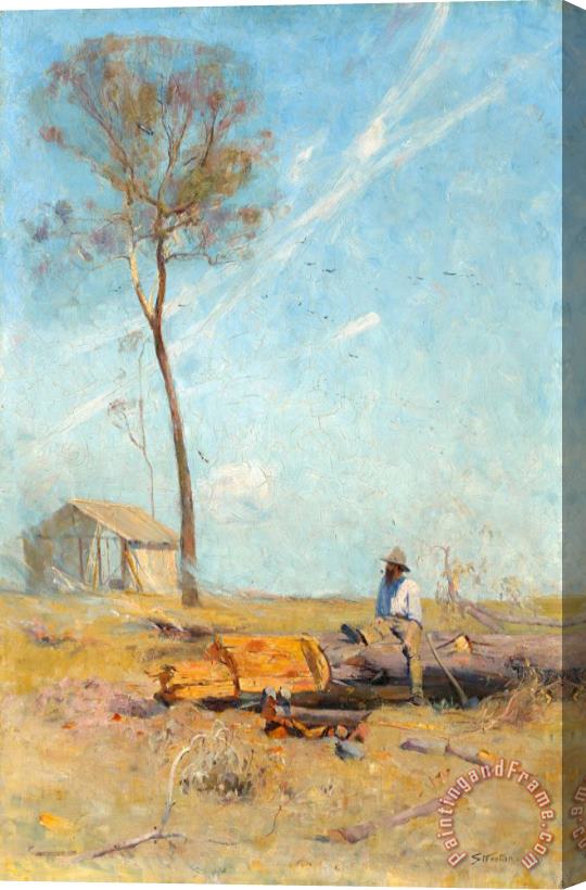Arthur Streeton The Selector's Hut (whelan on The Log) Stretched Canvas Painting / Canvas Art
