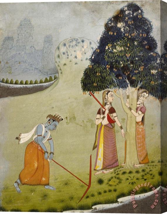 Artist, maker unknown, India Balaram Drawing Water for Krishna Stretched Canvas Painting / Canvas Art