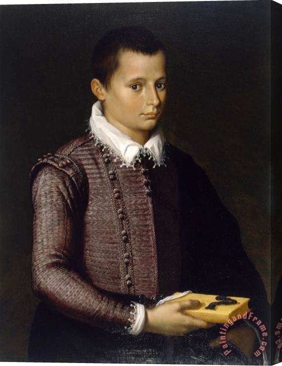 Artist, Maker Unknown, Italian? Portrait of a Boy Holding a Book Stretched Canvas Painting / Canvas Art