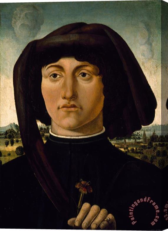 Artist, maker unknown, Italian? Portrait of a Young Man with a Pink Stretched Canvas Print / Canvas Art