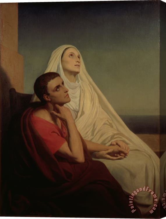 Ary Scheffer St Augustine and his mother St Monica Stretched Canvas Print / Canvas Art