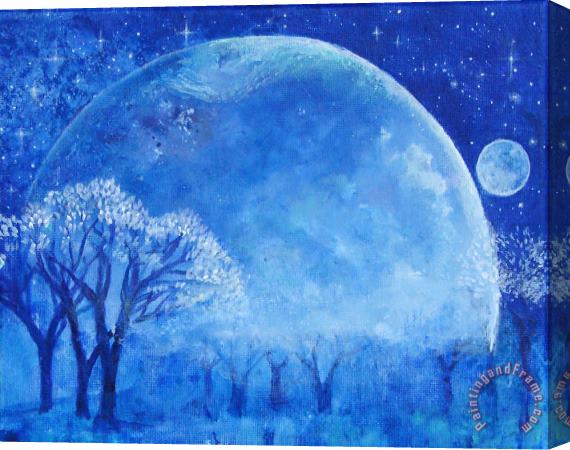 Ashleigh Dyan Moore Blue Night Moon Stretched Canvas Painting / Canvas Art