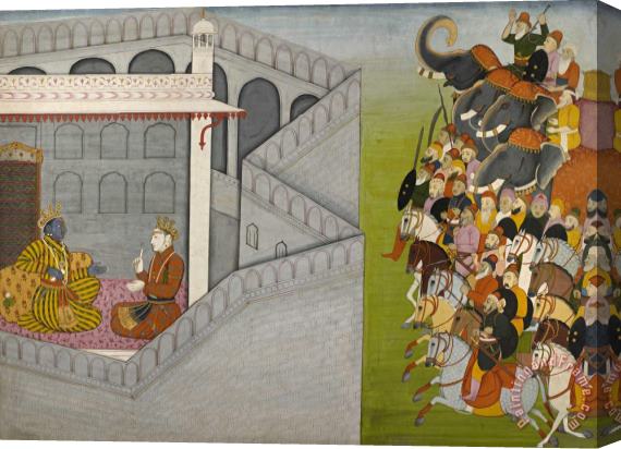 Attributed to Fattu The Siege of Mathura by Jarasandha From The Series Guler Basholi Bhagavata Purana Stretched Canvas Painting / Canvas Art