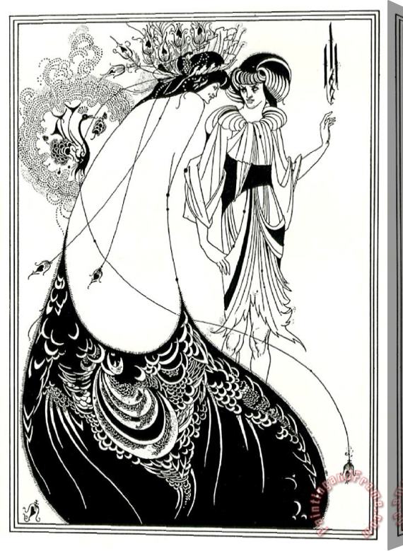 Aubrey Beardsley Peacock Skirt Oscar Wilde Illustration Stretched Canvas Print / Canvas Art