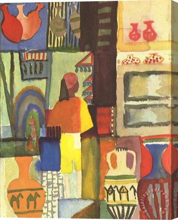 August Macke Tunisian Market Stretched Canvas Print / Canvas Art