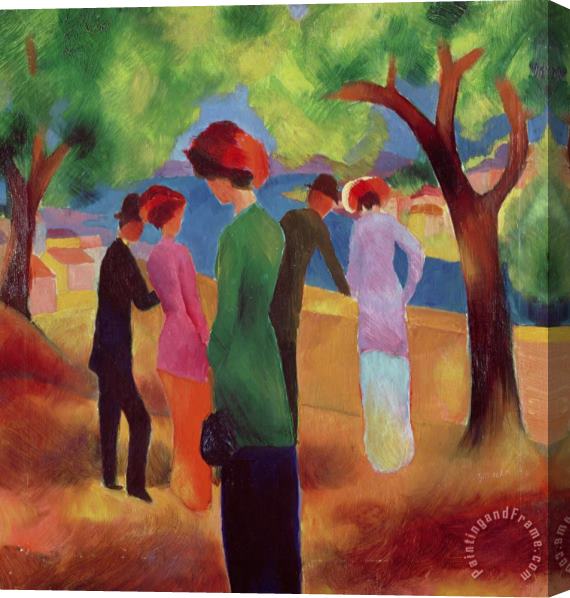 August Macke Woman in a Green Jacket Stretched Canvas Painting / Canvas Art