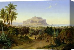 Sermon on The Mount Canvas Prints - View of Palermo with Mount Pellegrino by August Wilhelm Julius Ahlborn