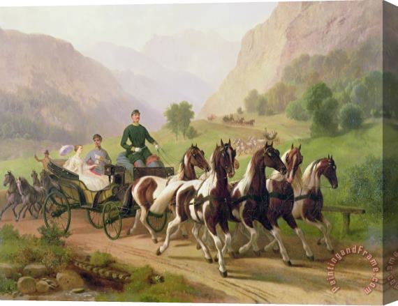 Austrian School Emperor Franz Joseph I of Austria being driven in his carriage with his wife Elizabeth of Bavaria I Stretched Canvas Painting / Canvas Art
