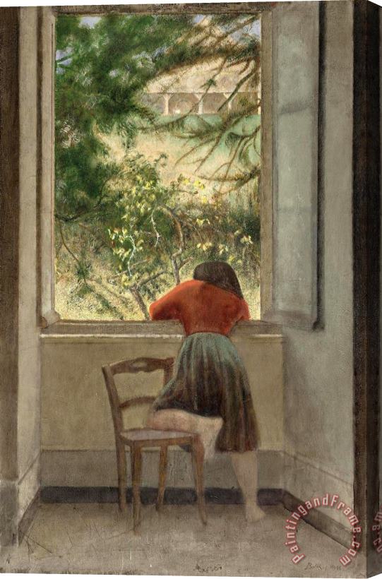 Balthasar Klossowski De Rola Balthus Girl at a Window Stretched Canvas Print / Canvas Art