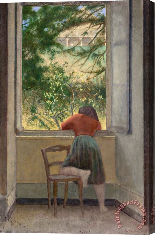 Balthasar Klossowski De Rola Balthus Girl at The Window 1955 Stretched Canvas Print / Canvas Art