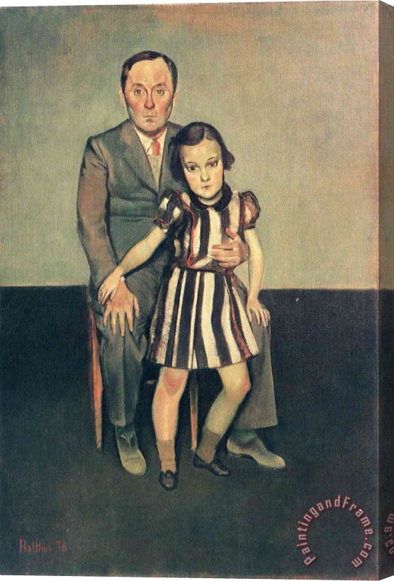Balthasar Klossowski De Rola Balthus Joan Miro And His Daughter Dolores 1937 Stretched Canvas Painting / Canvas Art