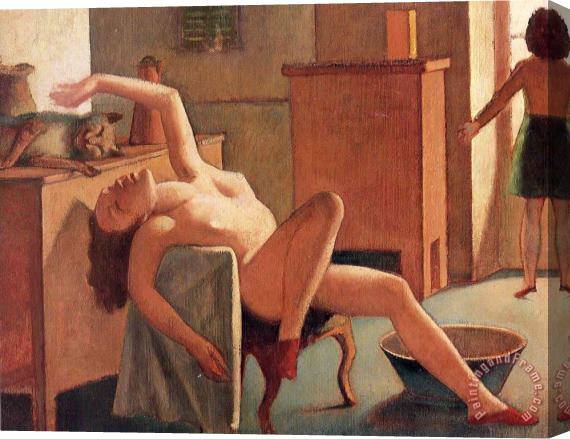 Balthasar Klossowski De Rola Balthus Nude with Cat 1949 Stretched Canvas Print / Canvas Art