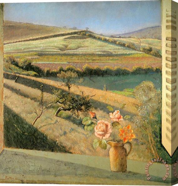 Balthasar Klossowski De Rola Balthus The Bouquet of Roses on The Window 1958 Stretched Canvas Print / Canvas Art