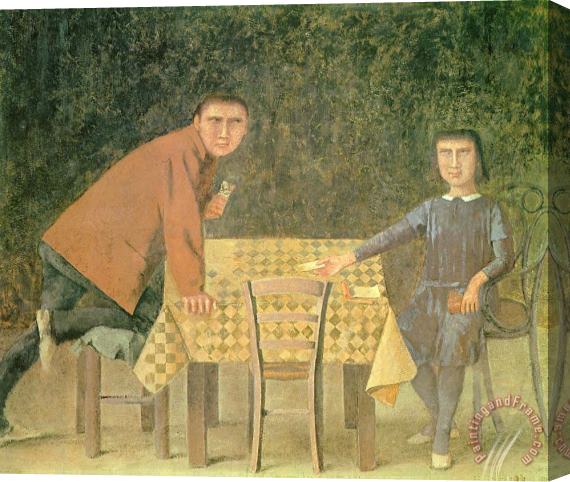 Balthasar Klossowski De Rola Balthus The Cardgame 1973 Stretched Canvas Print / Canvas Art