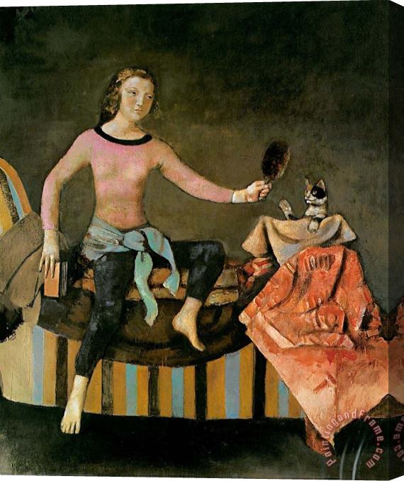 Balthasar Klossowski De Rola Balthus The Cat in The Mirror 1 Stretched Canvas Painting / Canvas Art