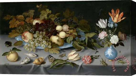 Balthasar Van Der Ast Still Life with Fruits And Flowers Stretched Canvas Painting / Canvas Art