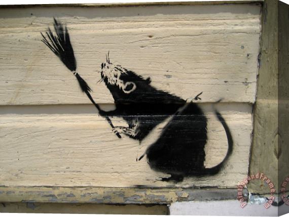 Banksy Banksy Broom Rat New Orleans Stretched Canvas Painting / Canvas Art