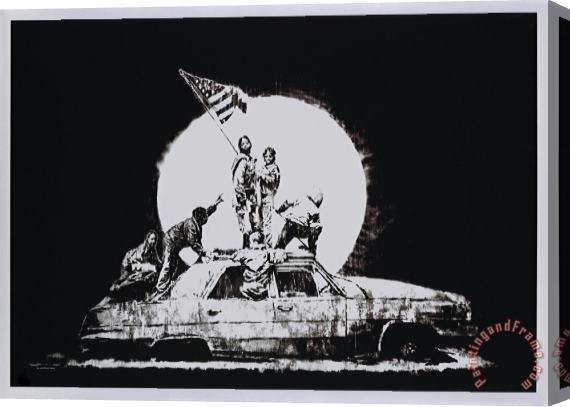 Banksy Flag (silver), 2006 Stretched Canvas Painting / Canvas Art