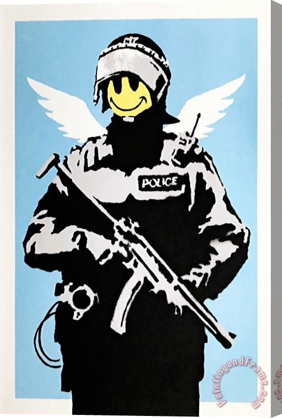 Banksy Flying Copper, 2004 Stretched Canvas Print / Canvas Art