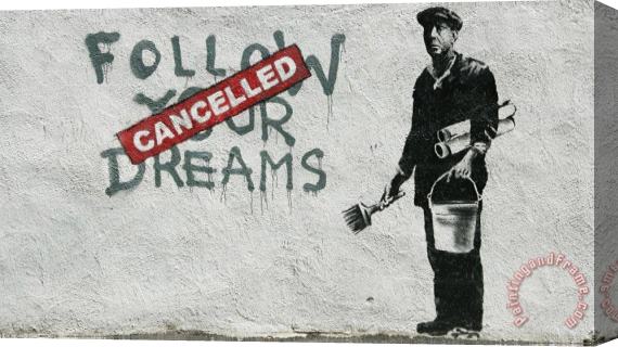 Banksy Follow Your Dreams Stretched Canvas Painting / Canvas Art
