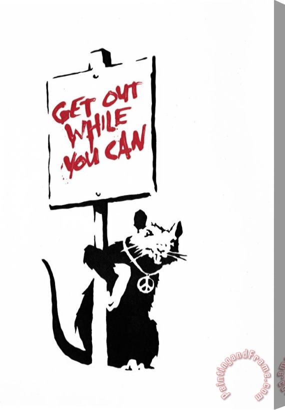 Banksy Get Out While You Can (red), 2004 Stretched Canvas Print / Canvas Art