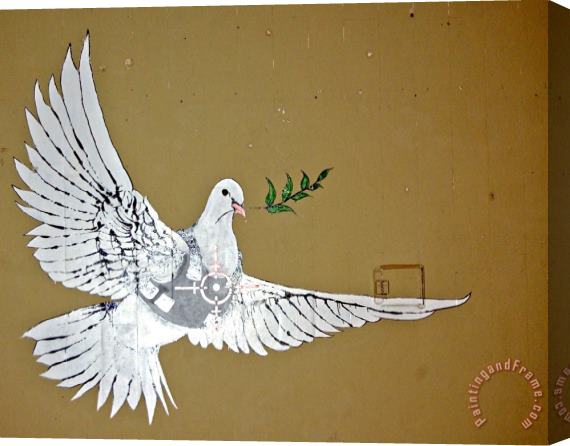 Banksy Graffiti in Bethlehem Stretched Canvas Print / Canvas Art