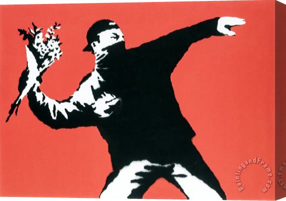 Banksy Love Is in The Air, 2003 Stretched Canvas Painting / Canvas Art