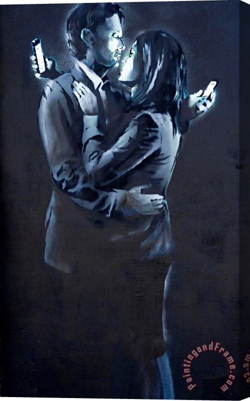 Banksy Mobile Lovers Stretched Canvas Painting / Canvas Art