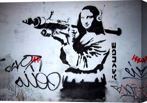 Banksy Mona Lisa Rocket Launcher Stretched Canvas Painting / Canvas Art