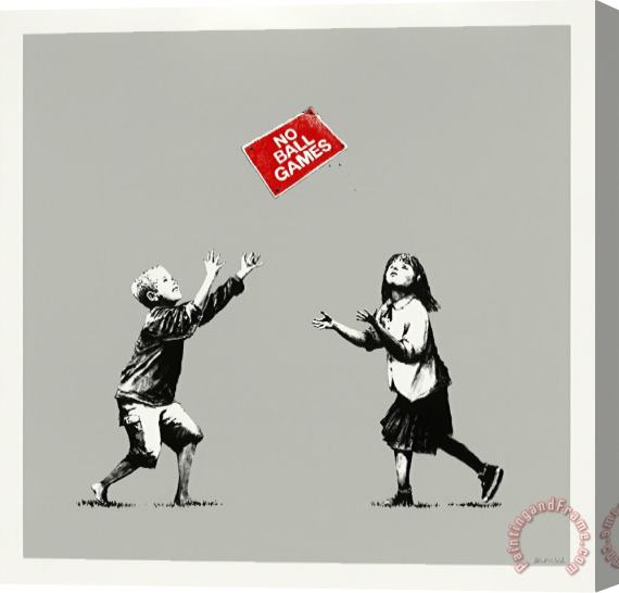 Banksy No Ball Games (grey), 2009 Stretched Canvas Print / Canvas Art