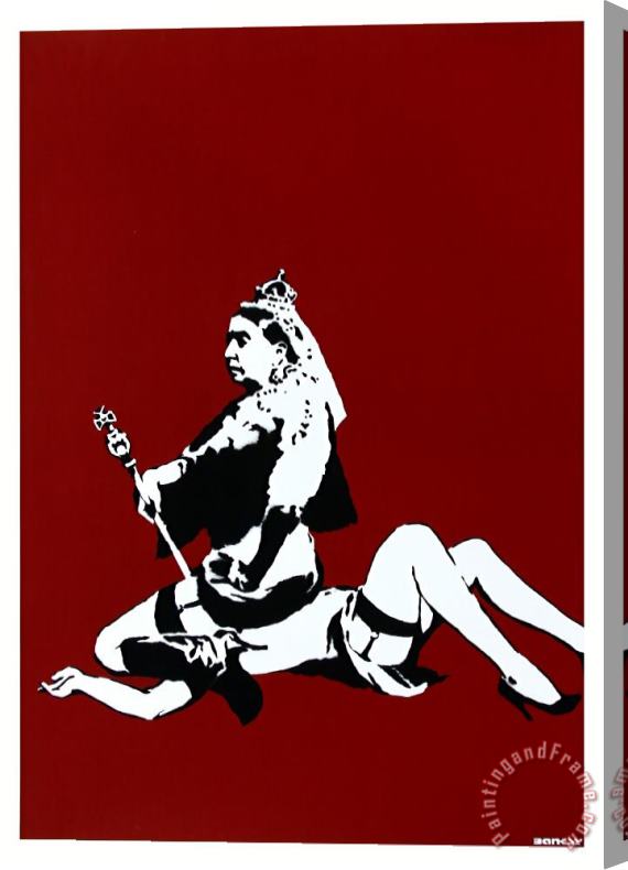 Banksy Queen Vic (signed), 2003 Stretched Canvas Painting / Canvas Art