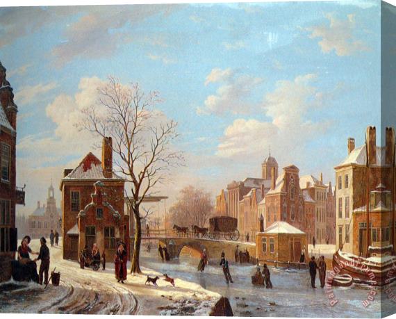 Bartholomeus Johannes Van Hove A Dutch Town Scene in Winter Stretched Canvas Painting / Canvas Art