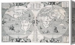 World S Largest Fully Steerable Radio Telescope And Barn Canvas Prints - Antique World map by Benito Arias Montano