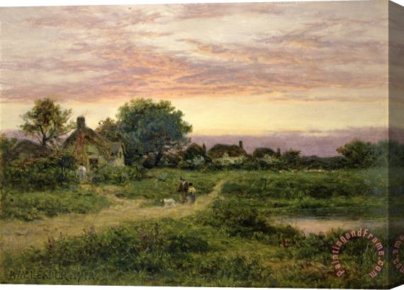 Benjamin William Leader Worcestershire Cottages Stretched Canvas Painting / Canvas Art
