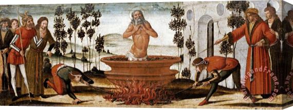 Benvenuto di Giovanni Saint John The Evangelist in a Vat of Boiling Oil: a Predella Panel Stretched Canvas Print / Canvas Art