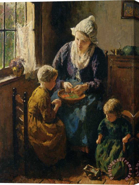 Bernard Jean Corneille Pothast Mothers Little Helpers Stretched Canvas Print / Canvas Art