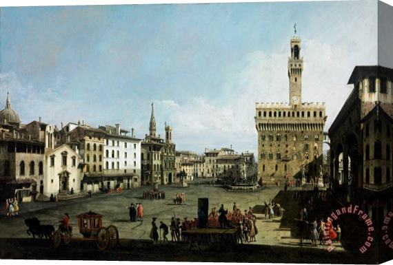 Bernardo Bellotto The Piazza Della Signoria in Florence Stretched Canvas Painting / Canvas Art