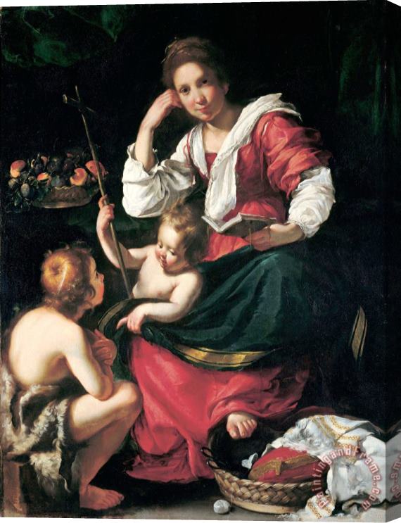 Bernardo Strozzi Madonna And Child with Infant Saint John Stretched Canvas Painting / Canvas Art